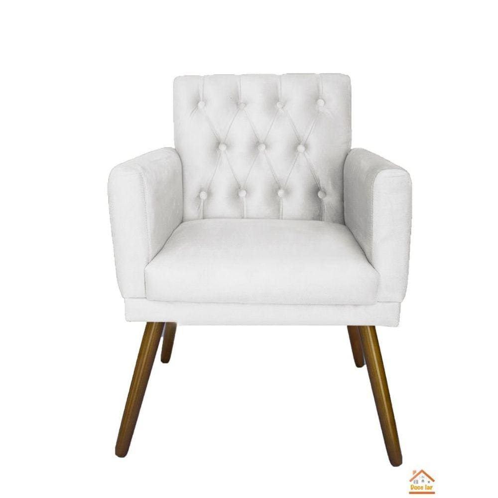 Poltrona Decorativa Em Captonê Emilia Corano Branco - LM DECOR