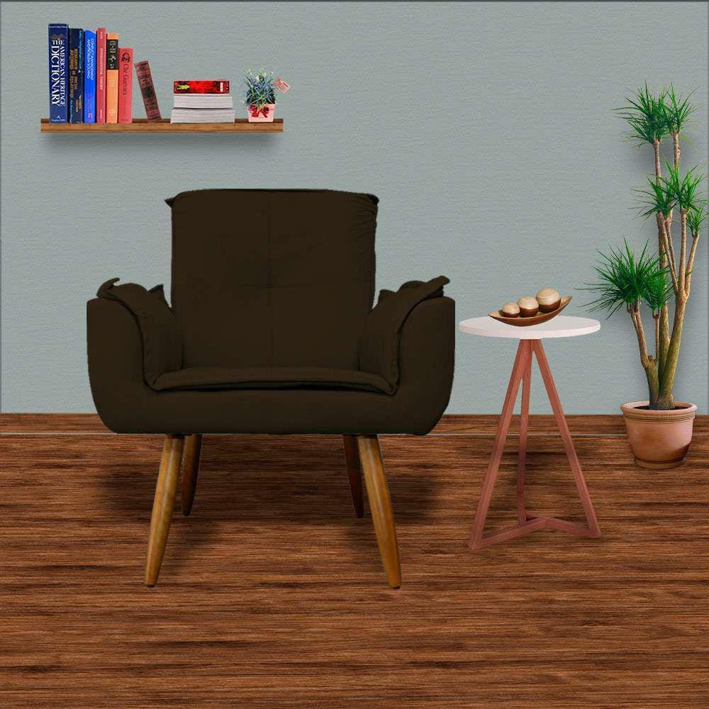 Jogo 2 Poltronas Decorativas Para Sala Comercial Emília Plus Suede Marrom - LM DECOR