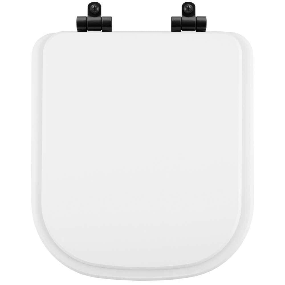 Assento Sanitário Poliéster Soft Close Quadra Branco Para Vaso Deca Com Ferragem Preta