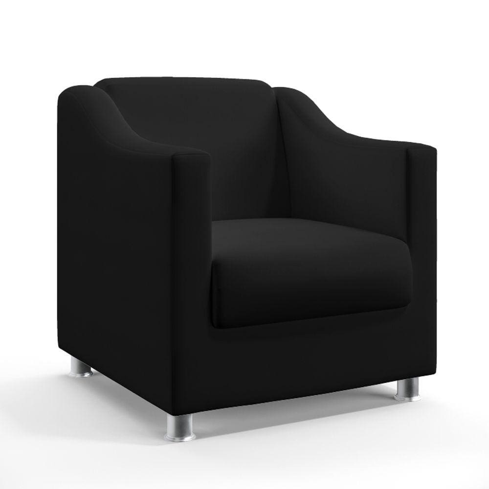 Kit Poltrona Namoradeira e 2 Poltronas Decorativas Estofada para Sala de Estar Alya Sued Preto Arad