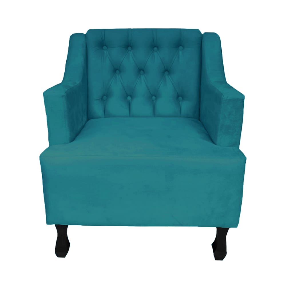Poltrona Estofada Para Salão de Beleza Genesis Suede Azul Turquesa LM DECOR