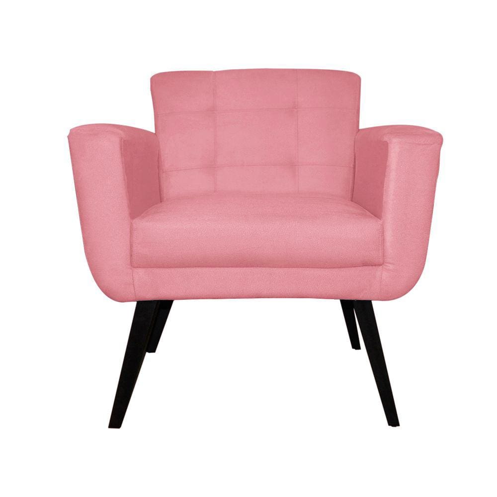 Poltrona Decorativa Sala e Recepção Geovana Suede Rosa Barbie - LM DECOR