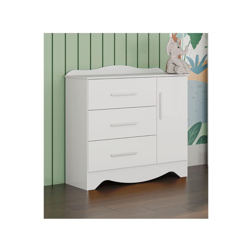 Cômoda Provençal Moveis Peroba Clara MDF 03 gavetas 01 pt ls