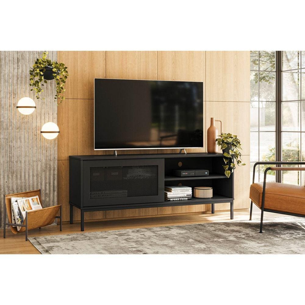 Rack para TV até 55 Polegadas 1 Porta Buriti Olivar Móveis Preto