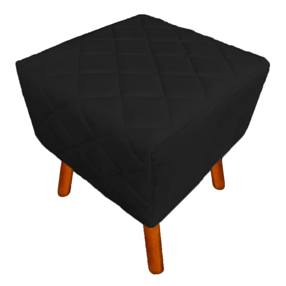 Puff Banqueta Decorativo Estofado Para Quarto Closet Isabella Corano Preto - LM DECOR