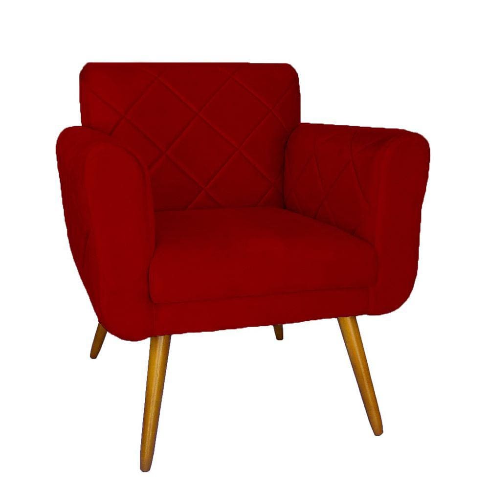 Poltrona Decorativa Estofada Para Salão de Beleza Isabella Corano Vermelho- LM DECOR