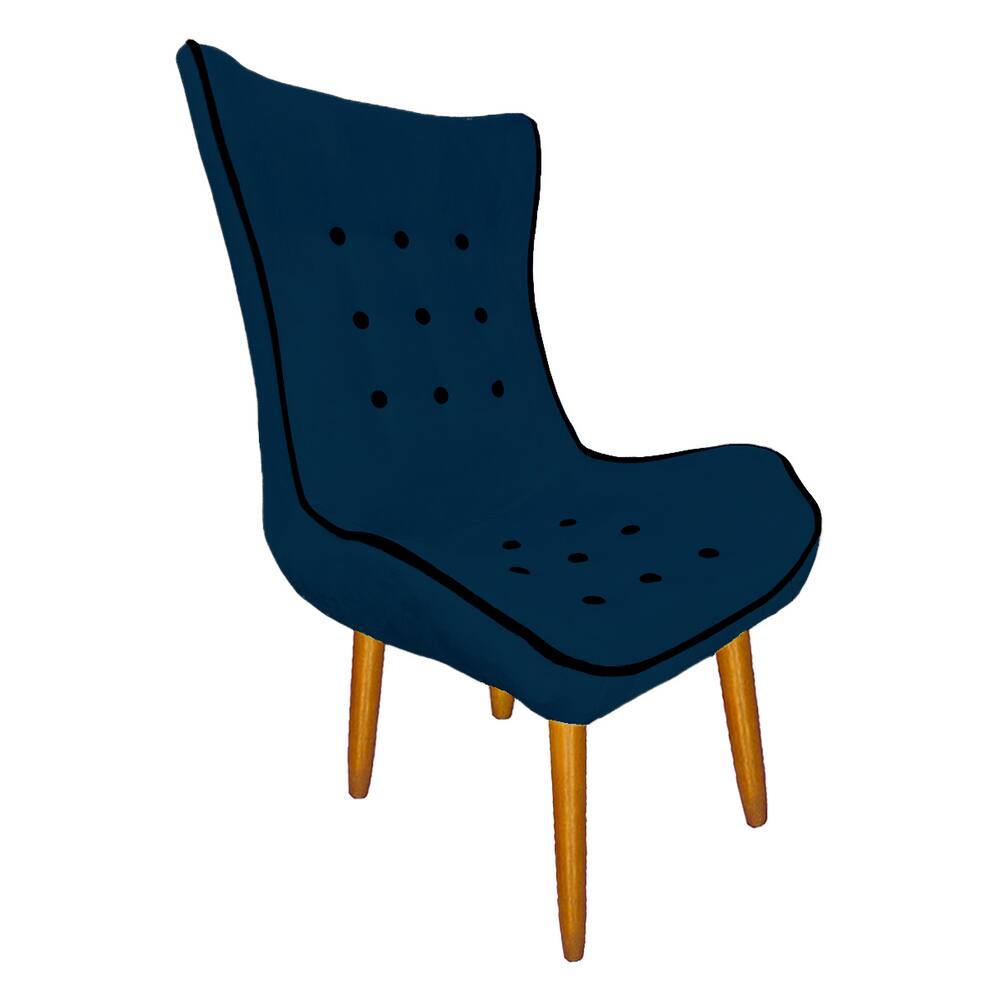 Poltrona Estofada Jessica Para Sala Comercial Suede Azul Marinho - LM DECOR