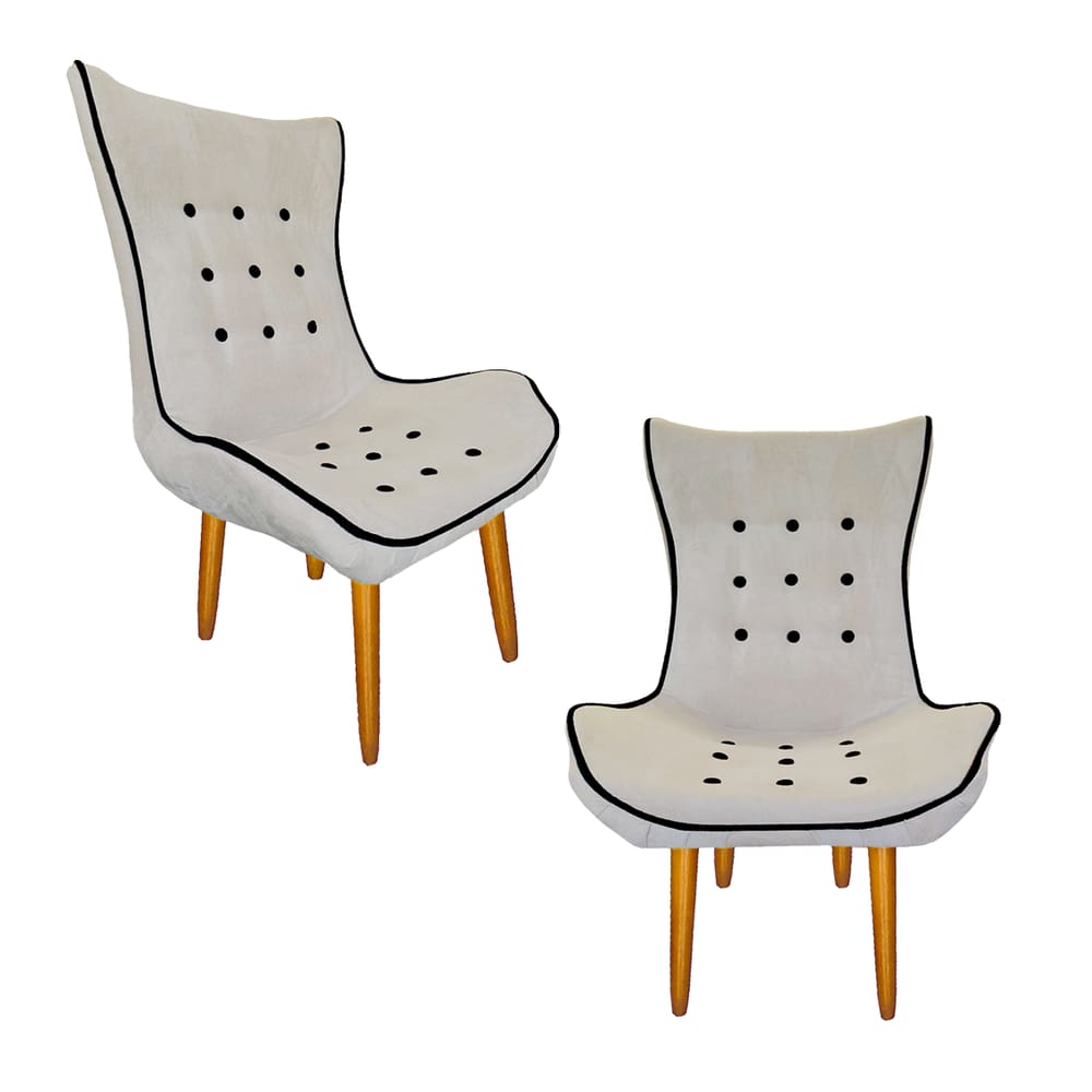 Jogo 02 Poltrona Decorativa Jessica Salão de Beleza Suede Bege - LM DECOR