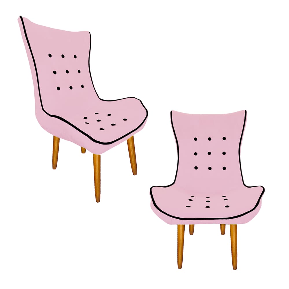 Jogo 02 Poltrona Decorativa Jessica Salão de Beleza Suede Rosa Bebe - LM DECOR