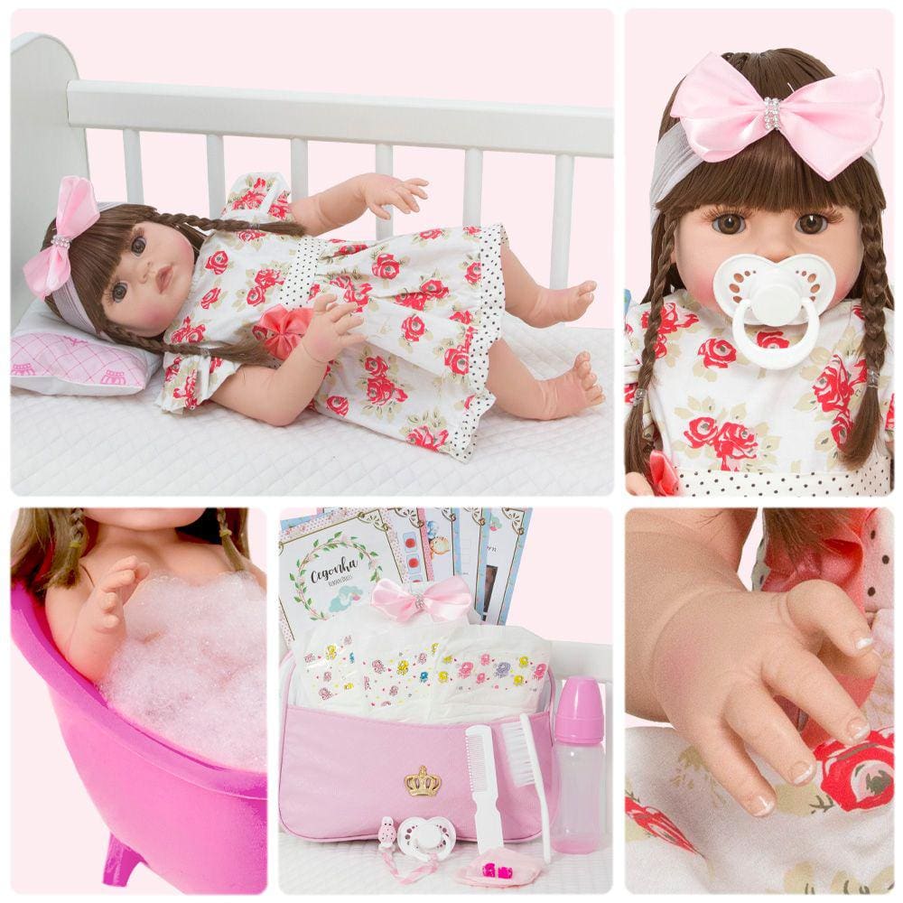 Boneca Reborn Silicone Bebê Realista Menina - Brastoy