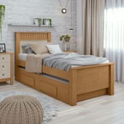 Bicama Solteiro 2 Gavetas MDF Athenas Móveis Lopas Amêndoa Clean/Off White/Amêndoa Clean