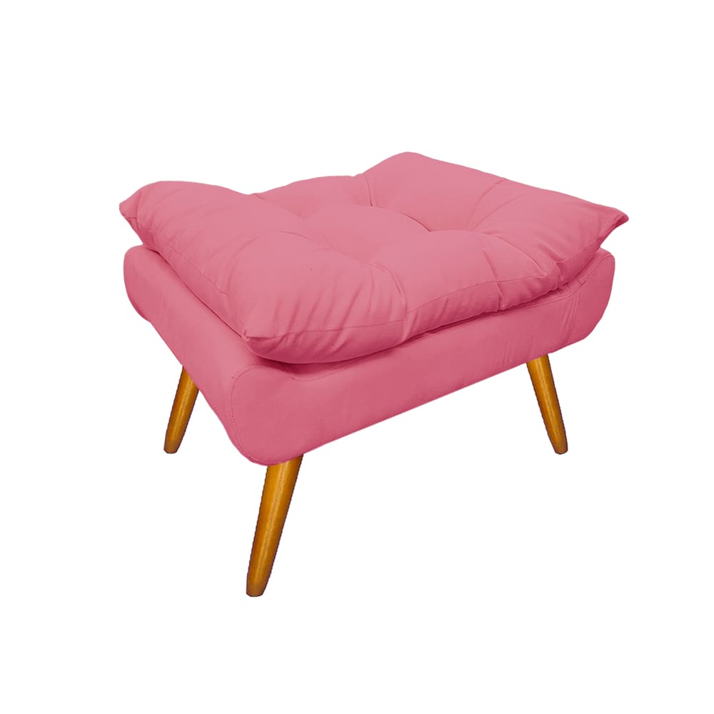Puff Banco Estofado Decorativo Para Salão de Beleza Karen Suede Rosa Barbie - LM DECOR