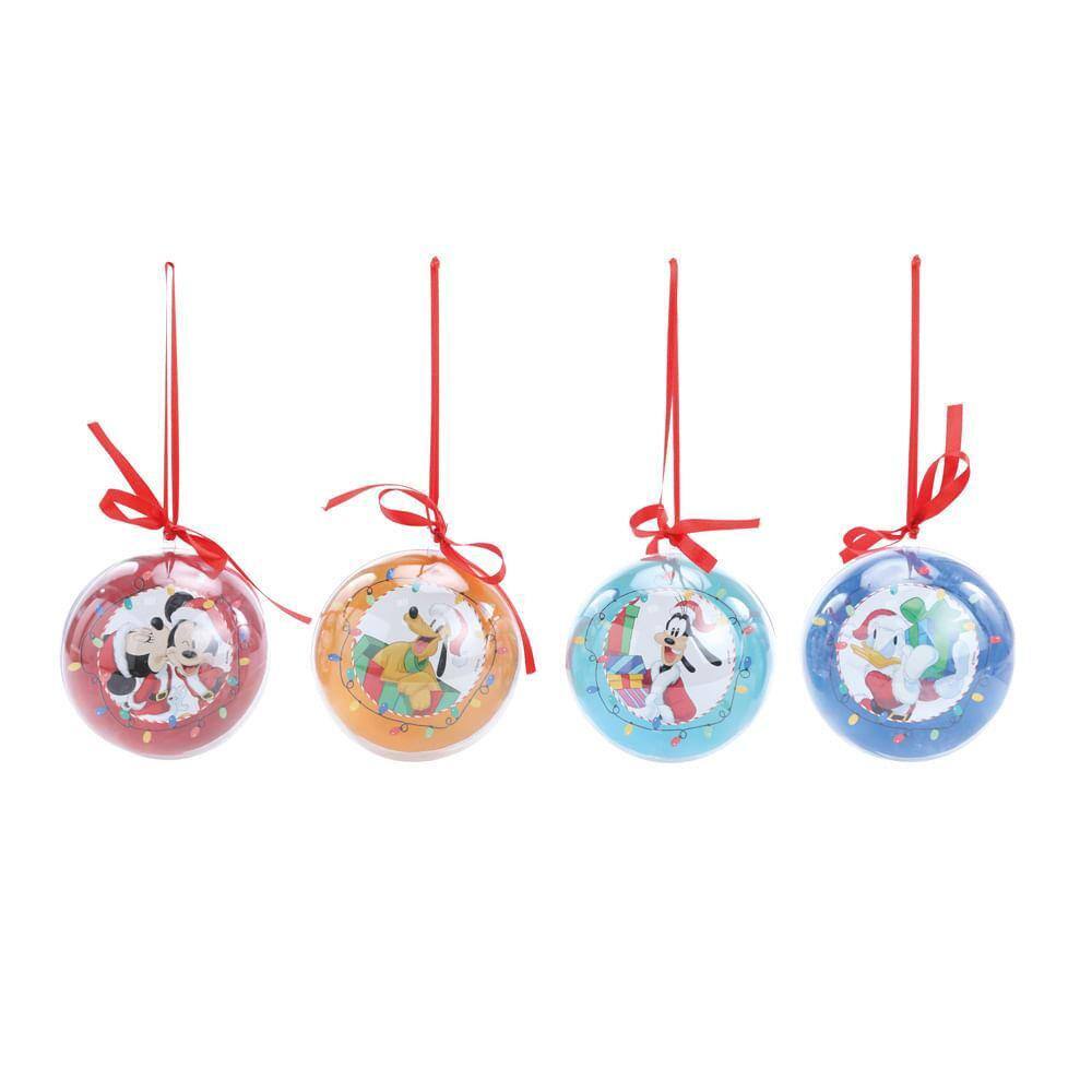Bola Transparente Turma Mickey 4 Pçs 10cm 1109119