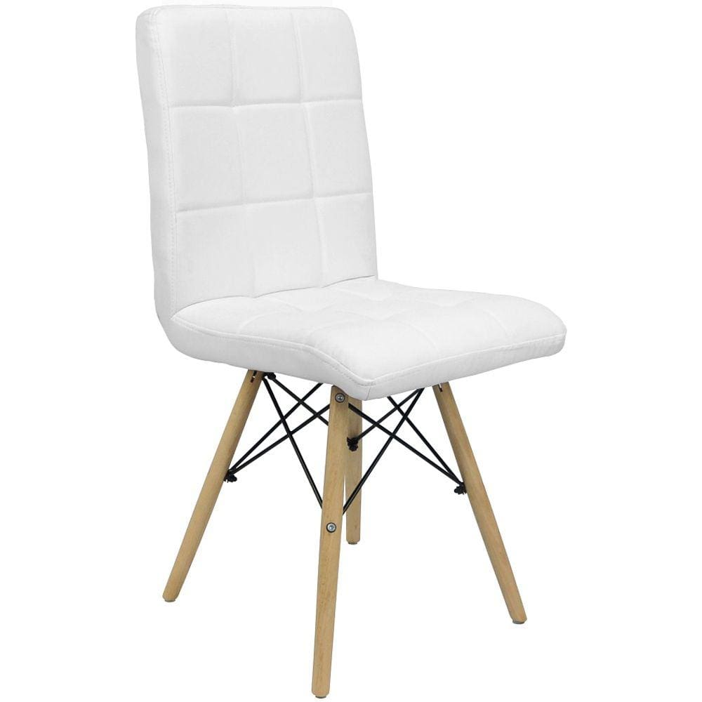 Cadeira Gomos Eiffel Eames Fitz Dublin Estofada Base Madeira - Branca