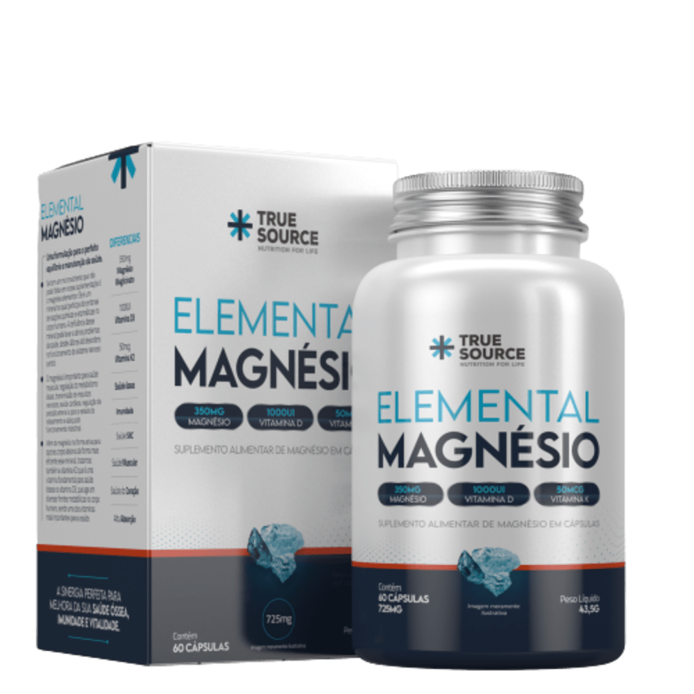Elemental Magnésio 725mg True Source 60 Cápsulas