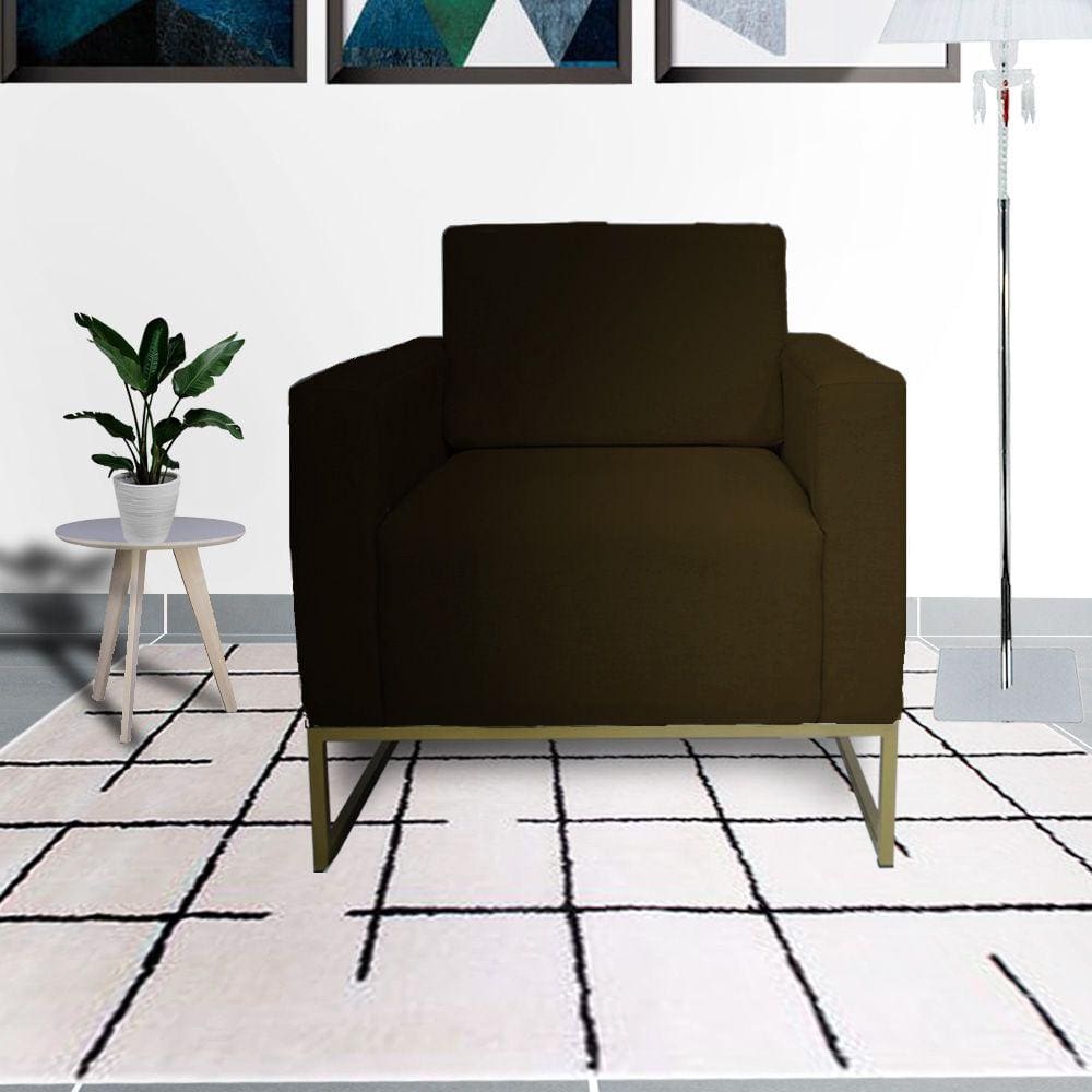 Kit 2 Poltronas Decorativa Com Base de Ferro Sala de Espera Leticia Pé Ferro Corano Marrom - LM DECOR