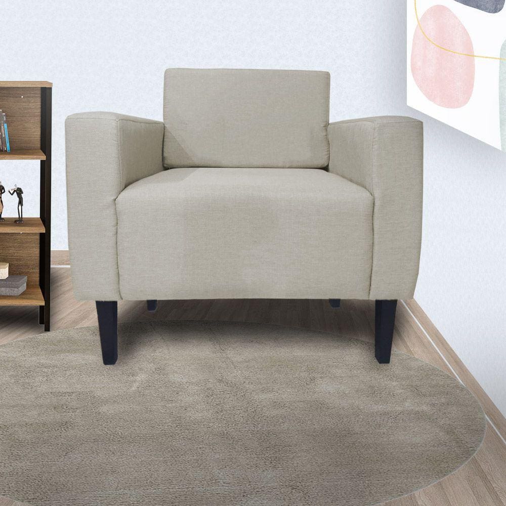 Poltrona Estofada Para Sala de Espera Leticia Slim Corano Bege - LM DECOR