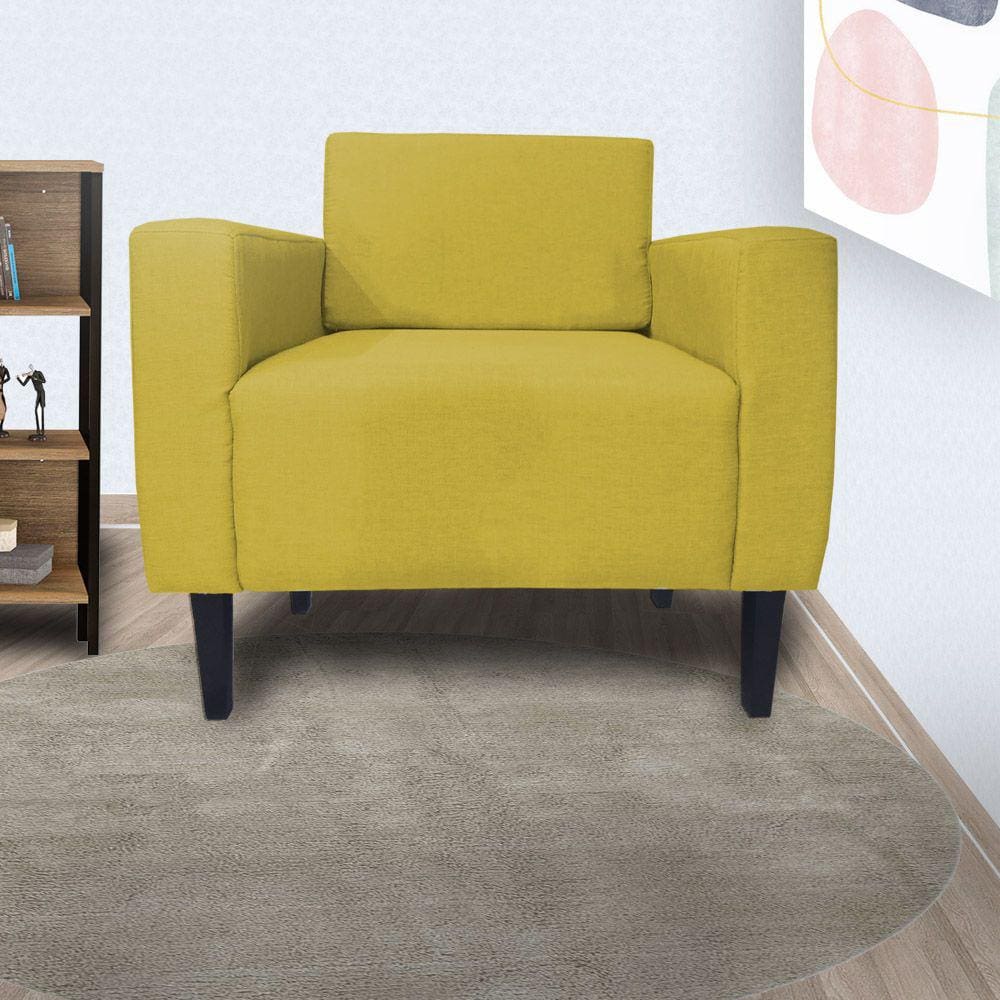 Poltrona Decorativa Para Salão de Beleza Leticia Slim Suede Mostarda - LM DECOR