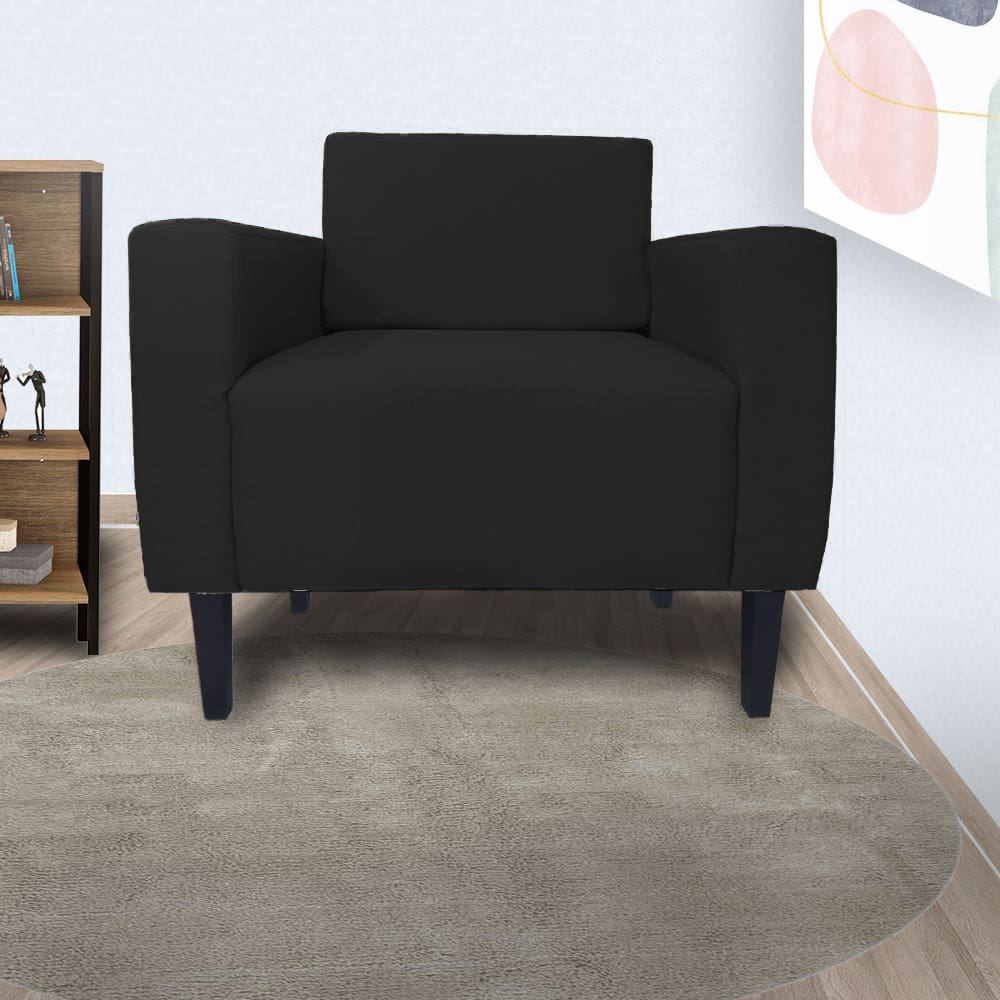 Poltrona Decorativa Para Sala de Estar Leticia Slim Corano Preto - LM DECOR