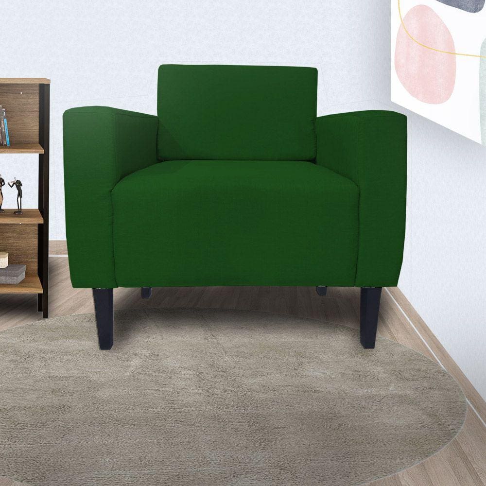 Poltrona Estofada Para Sala de Espera Leticia Slim Suede Verde - LM DECOR