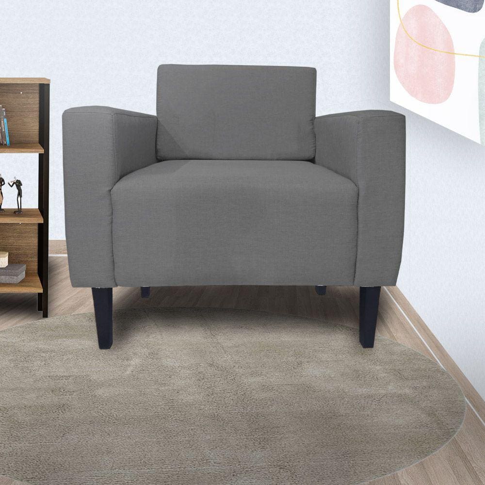 Poltrona Decorativa Para Salão de Beleza Leticia Slim Suede Cinza - LM DECOR