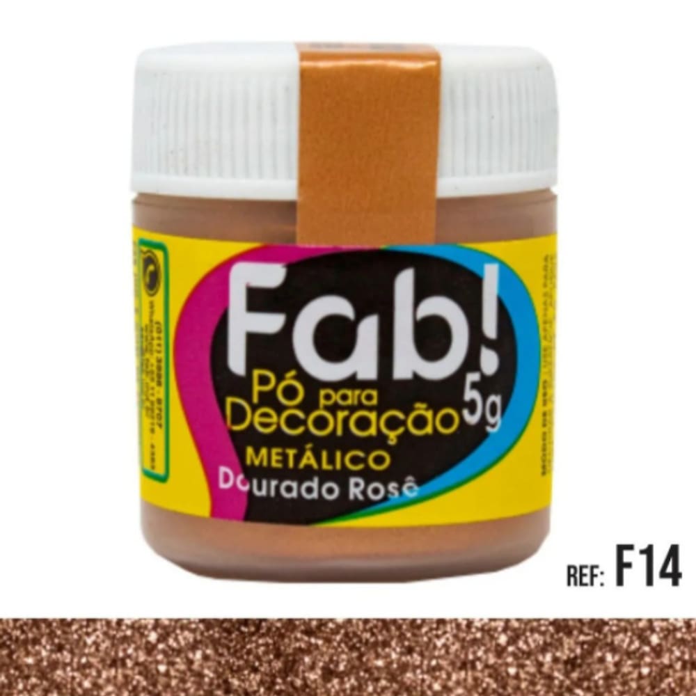 Pó Para Decoração Comestível (Bolos e Doces) Fab 5g Dourado Rose