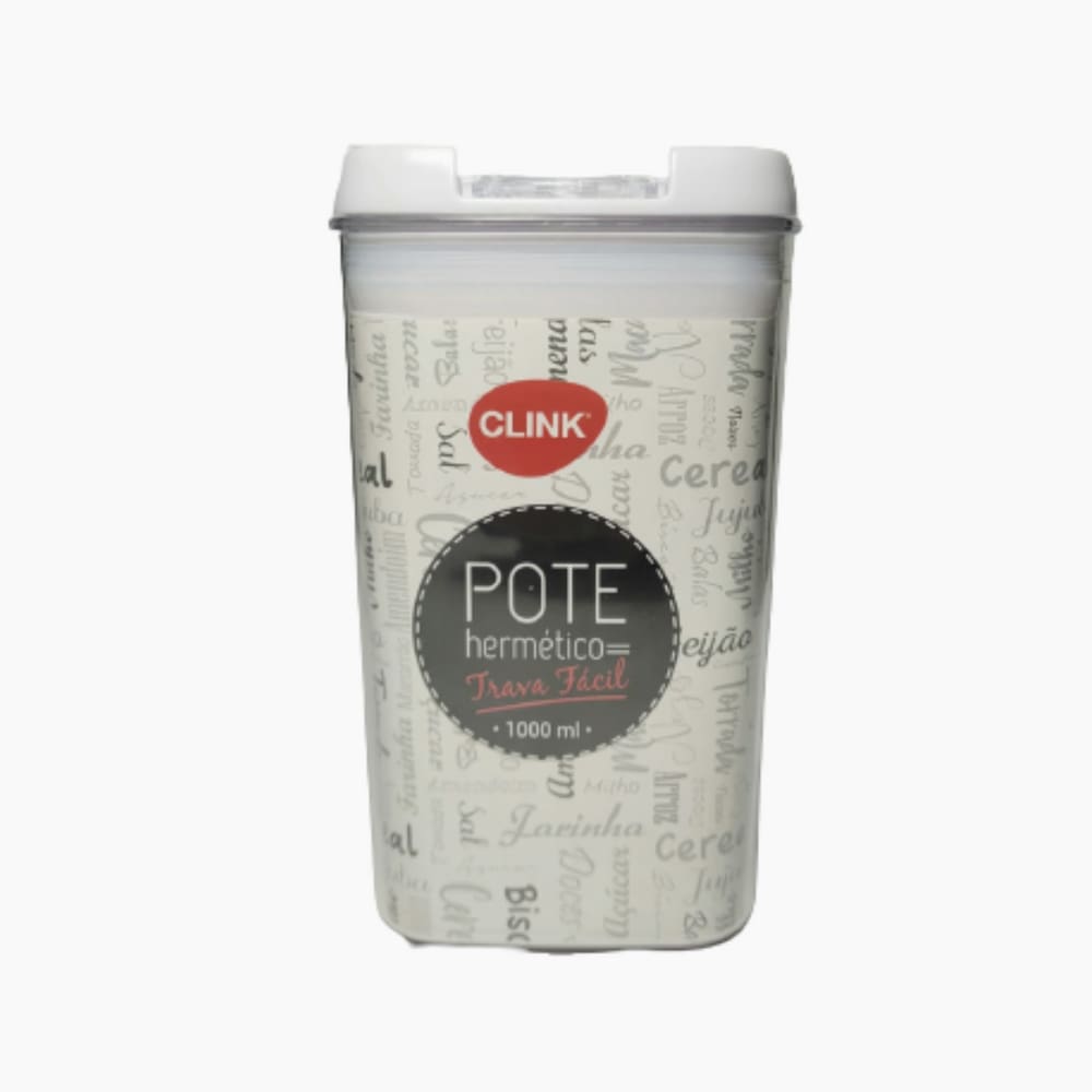 Pote Tampa Hermetica Quadrado Trava 1000ML