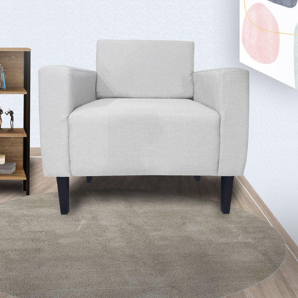 Poltrona Decorativa Para Salão de Beleza Leticia Slim Suede Branco - LM DECOR