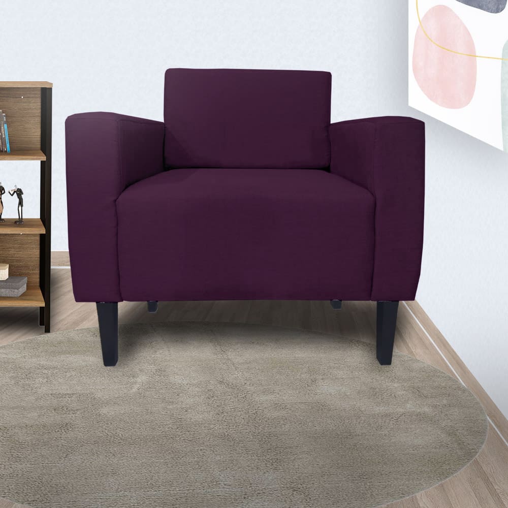 Poltrona Decorativa Para Salão de Beleza Leticia Slim Suede Roxo - LM DECOR