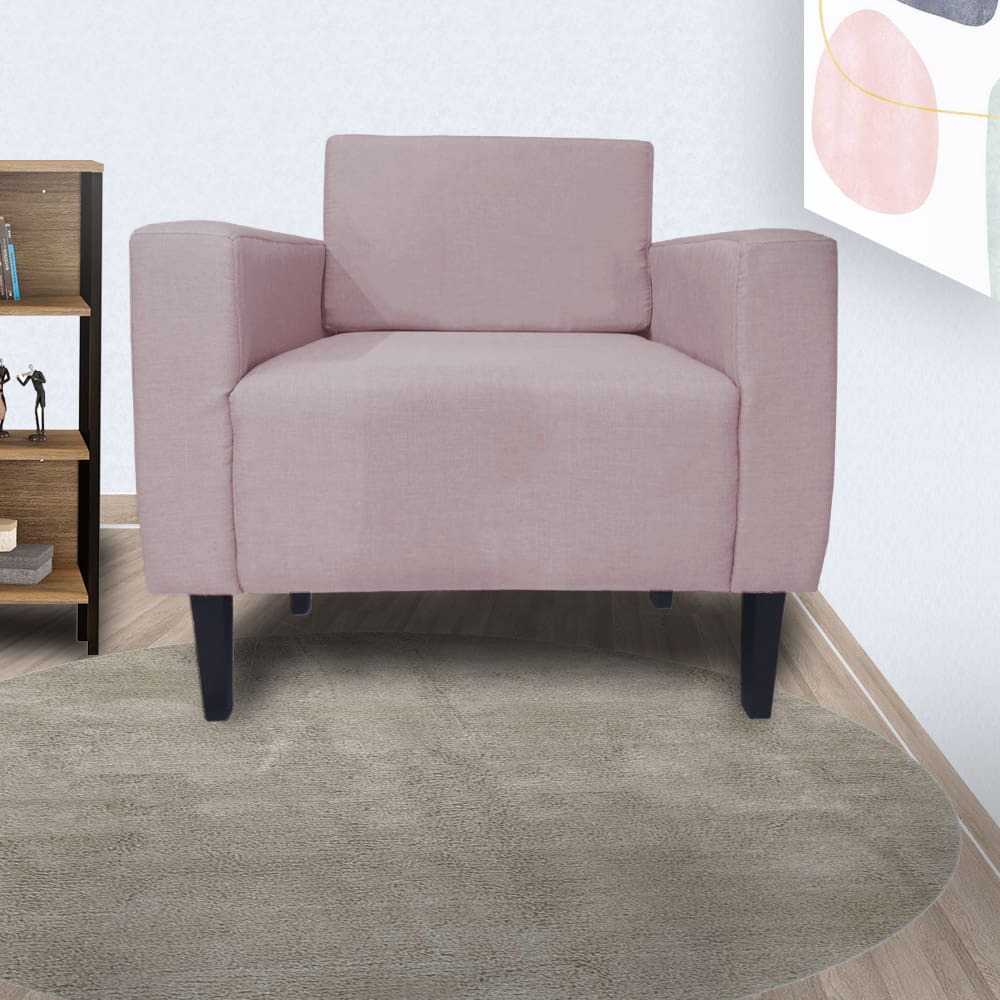 Poltrona Decorativa Para Salão de Beleza Leticia Slim Suede Rose - LM DECOR