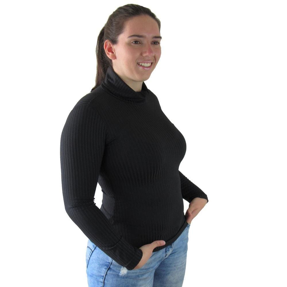 Blusa Cacharrel Segunda Pele Manga Longa Gola Alta Inverno