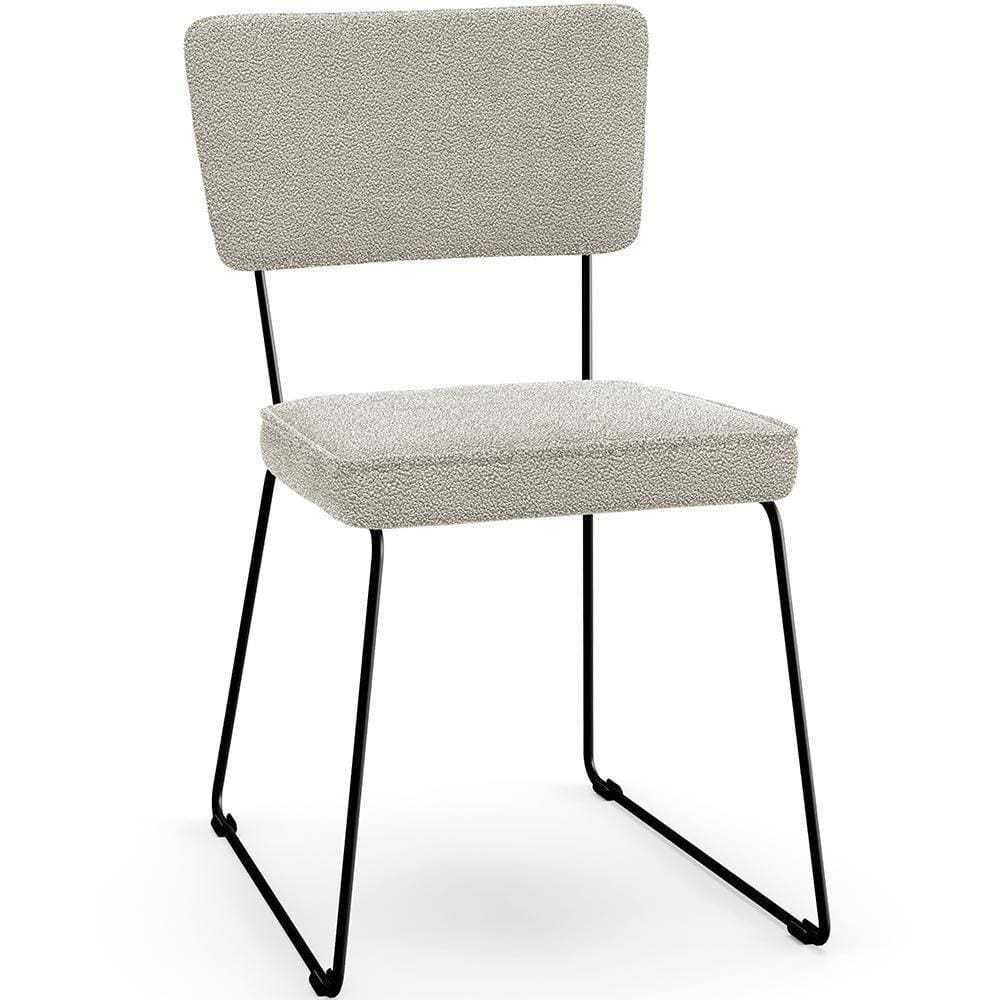 Cadeira Estofada Para Base Em Aço Allana L02 Bouclê Creme