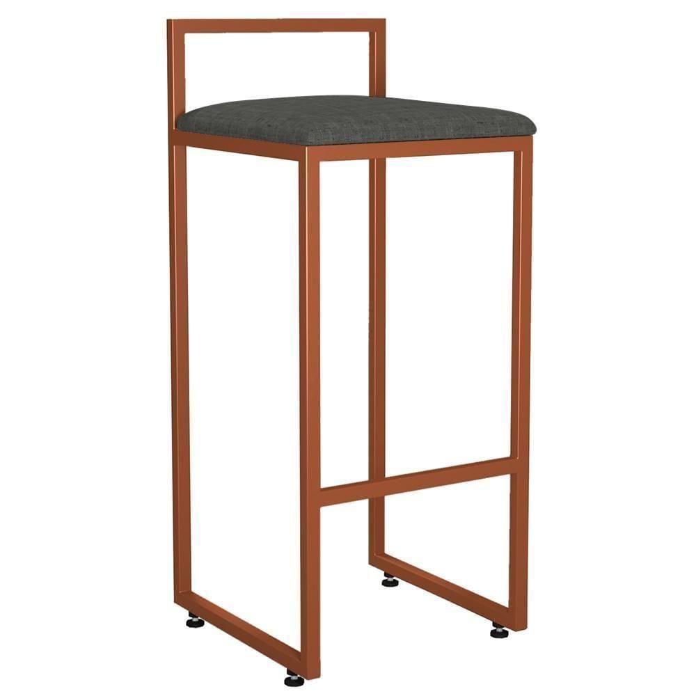 Banqueta Alta Cozinha De Jantar Hanna L02 Bronze Cinza