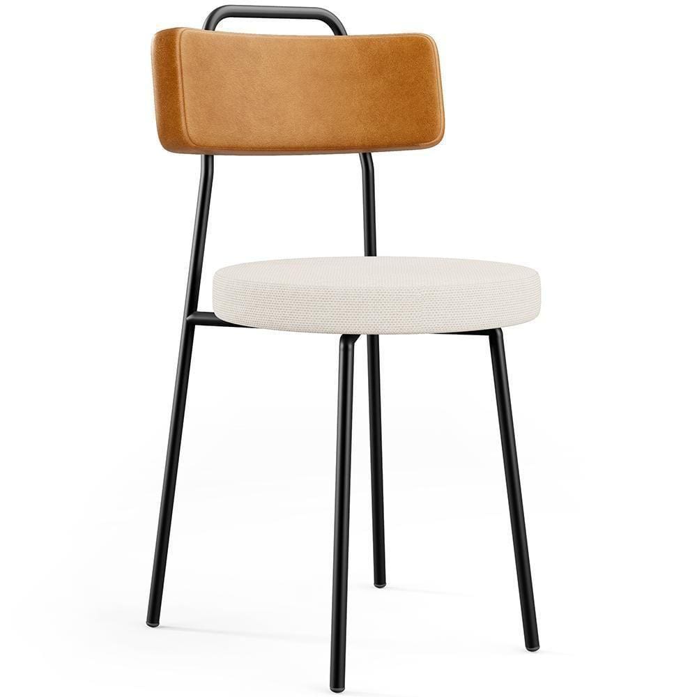Cadeira Para Cozinha Sala De Jantar Barcelona L02 Couríssimo Whisky Linho Bege - Lyam Decor