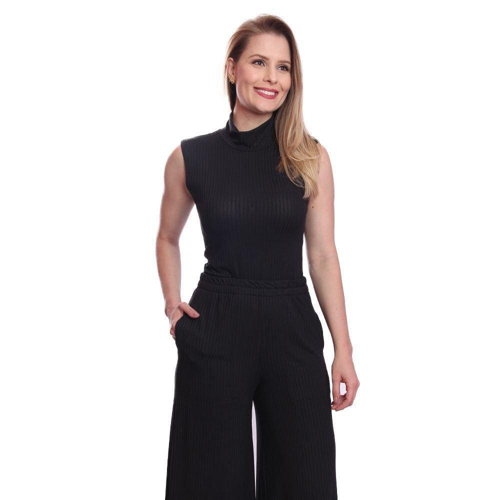 Regata Blusinha Feminina Canelada Com Gola Verão