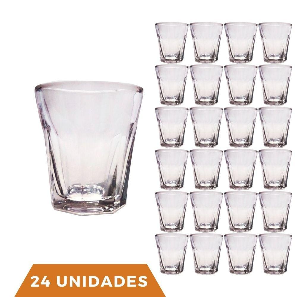 Jogo Copos Shot 24 Peças Vidro Bar Cachaça Tequila Dose 45ml