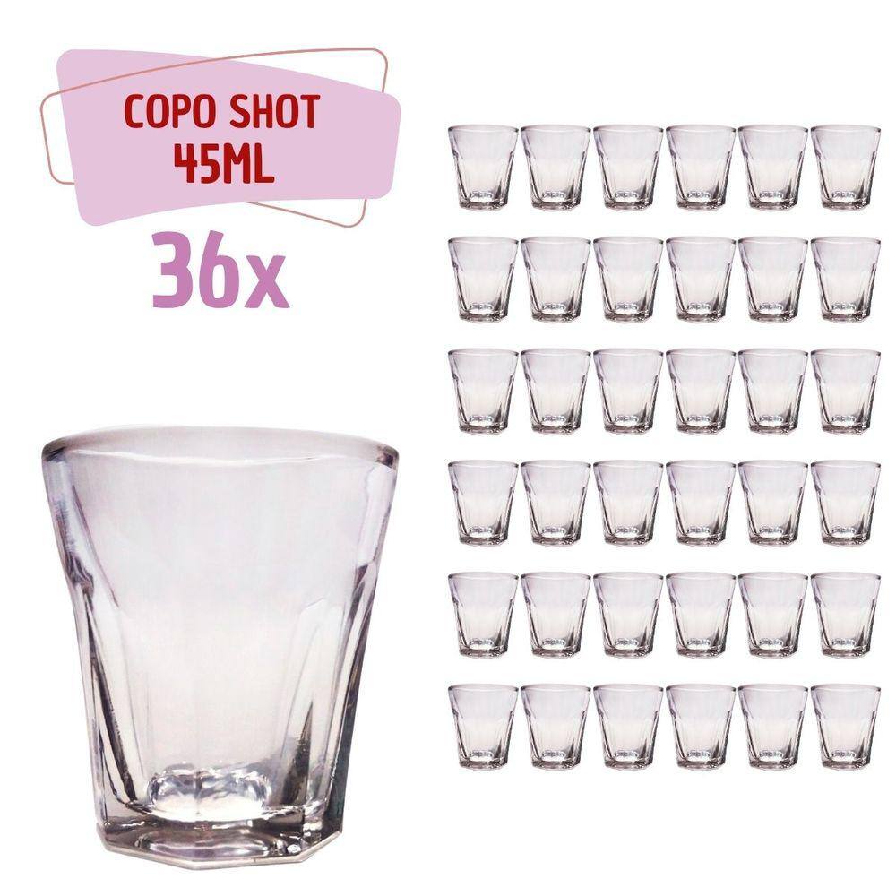 Conjunto 36 Copos Shot Vidro Tequila Cachaça Dose 45ml Bar
