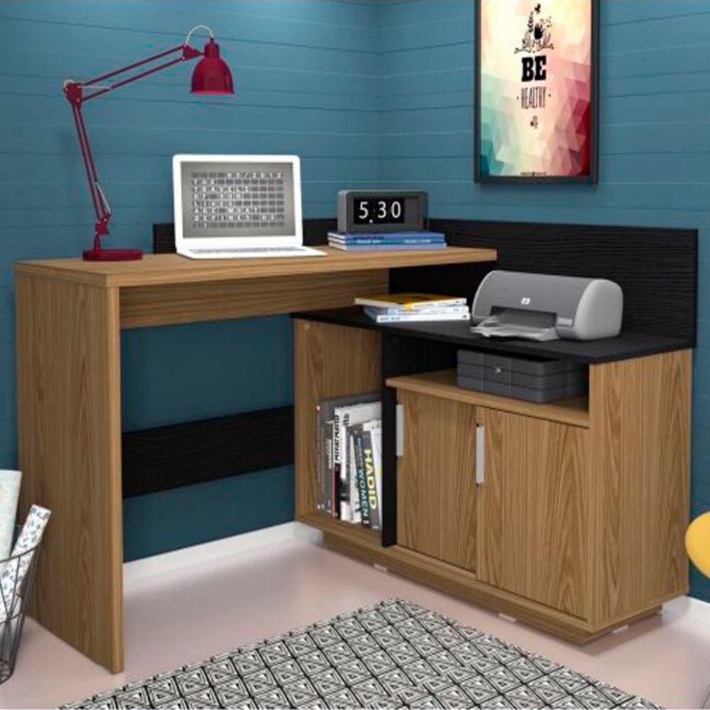 Mesa Escrivaninha Mega Office Freijó/Preto- Olivar Móveis