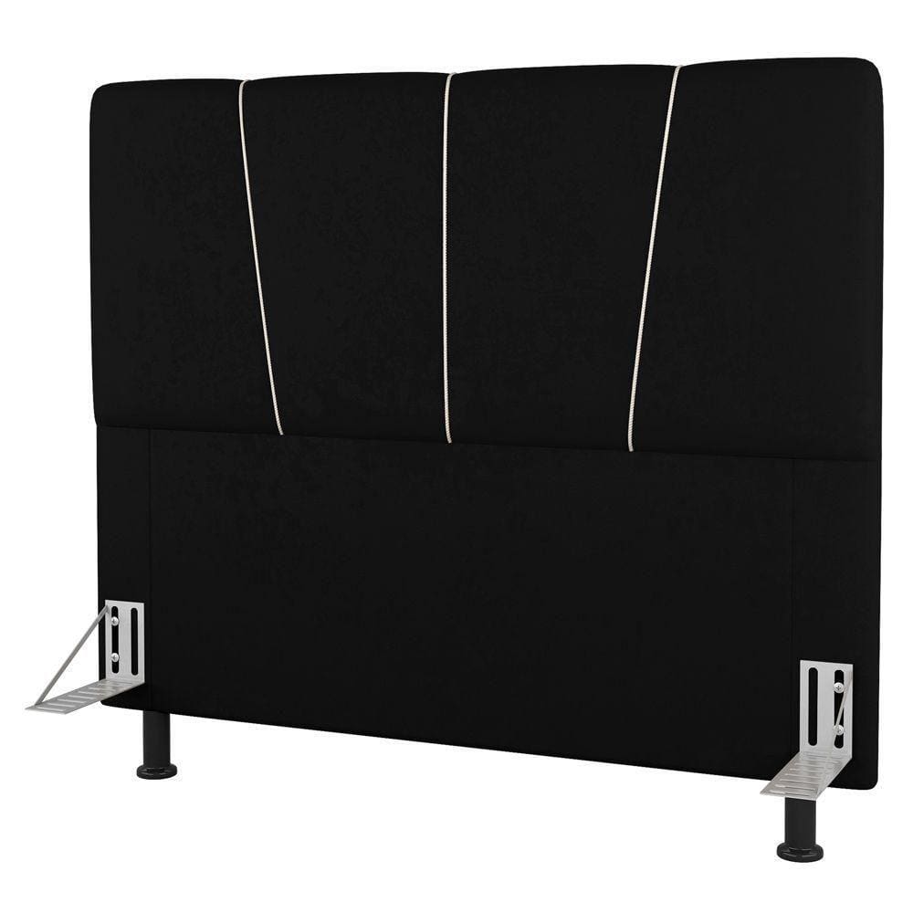 Cabeceira Cama Box Casal Amber 140cm Estofada Suede Preto - Desk Design