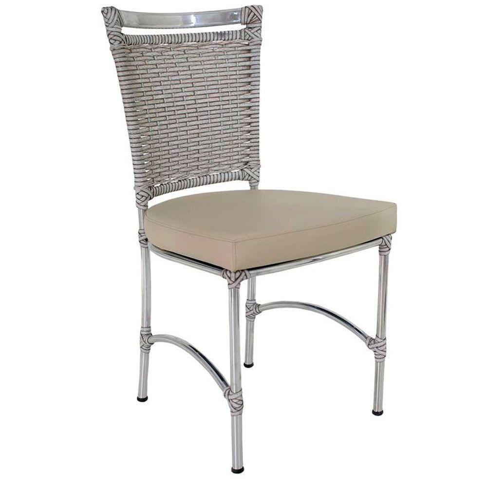 Cadeira Em Alumínio E Fibra Sintética Jk Cozinha Edícula Marmore E Nautico Bege