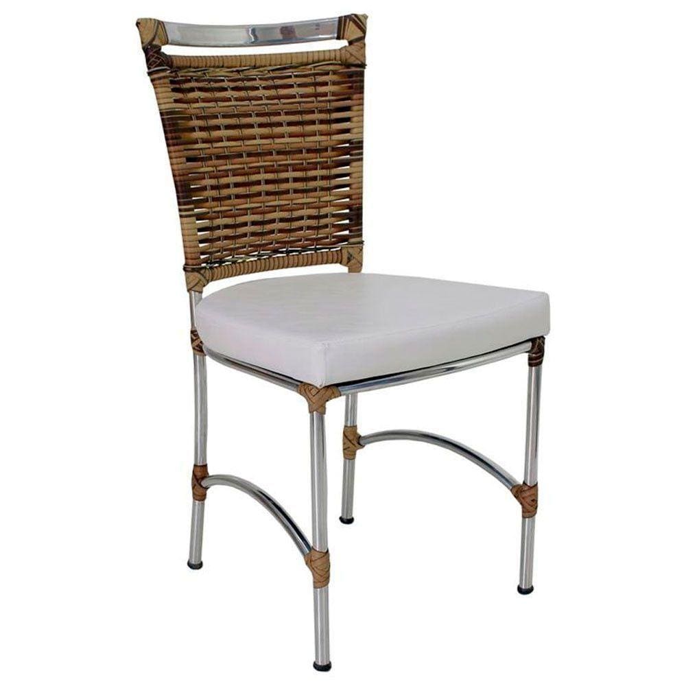 Cadeira Em Alumínio E Fibra Sintética Jk Cozinha Edícula Cappuccino E Nautico Branco