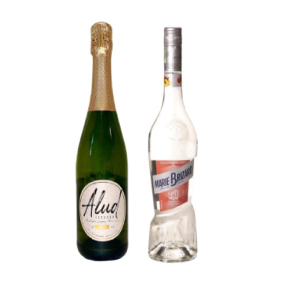 Kit Bellini-Espumante Alud Brut+Licor Pêssego Marie Brizard