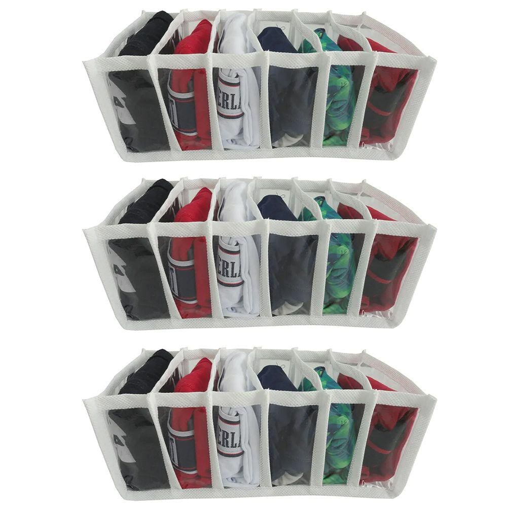 Kit 3 Colmeia Organizadora de Cuecas com 6 Divisórias TNT e Plástico Transparente