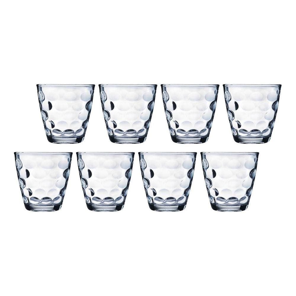 Jogo Transparente Redondo Bangkok 8 Copos 250ML Vidro Suco