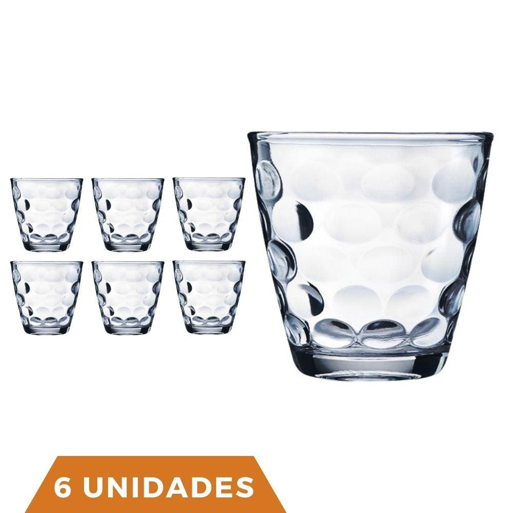 Kit Com 6 Copos de Vidro Transparente 250ML Bangkok Redondo