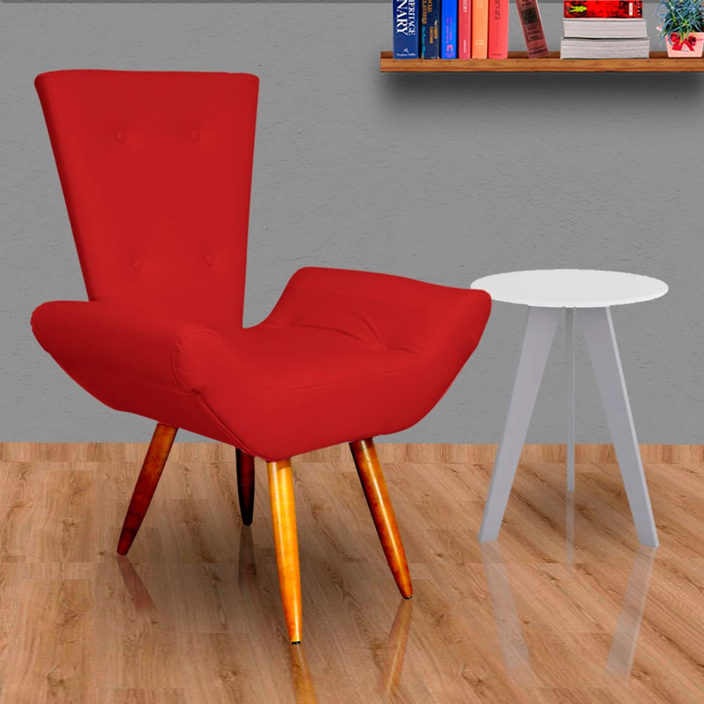 Poltrona Cadeira Sofá Maisa Decorativa Consultório Quarto Sala Suede Vermelho - LM DECOR