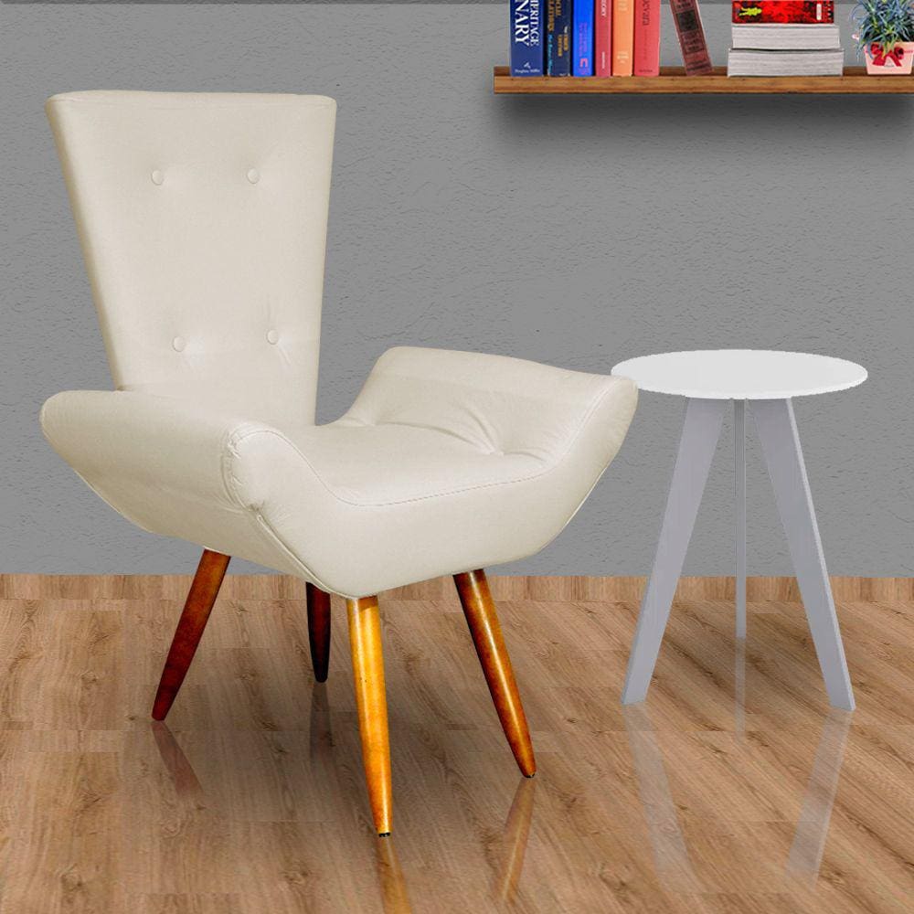 Poltrona Cadeira Sofá Maisa Decorativa Consultório Quarto Sala Suede Bege - LM DECOR
