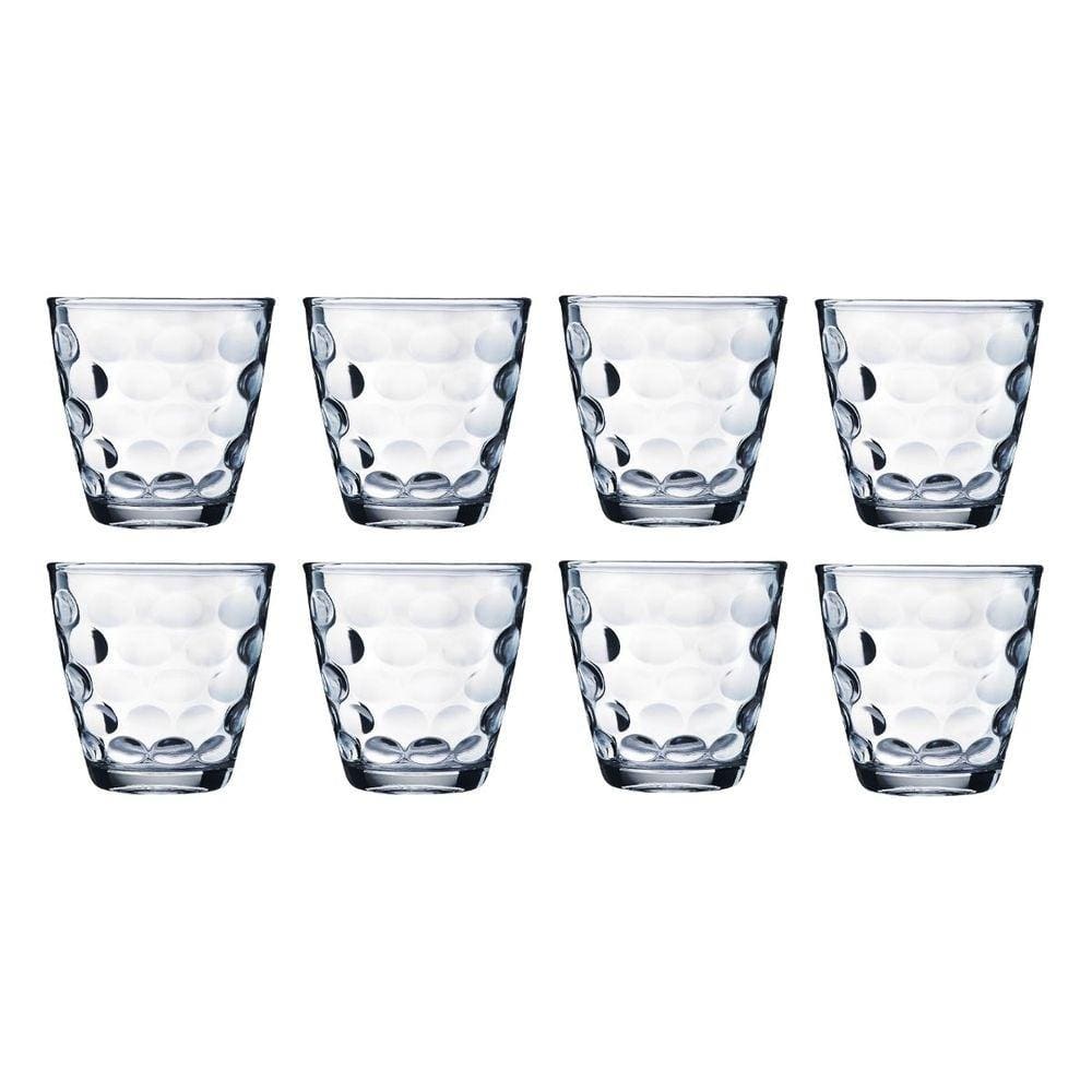 Copos de Vidro Bangkok Transparente Redondo 250ML Água 8 un