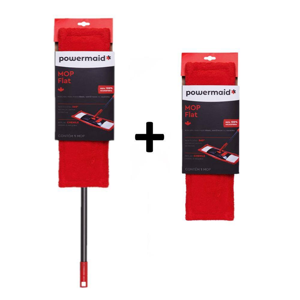 Kit Rodo Mop Flat Multiuso Cabo Ajustável Base 360º e Refil