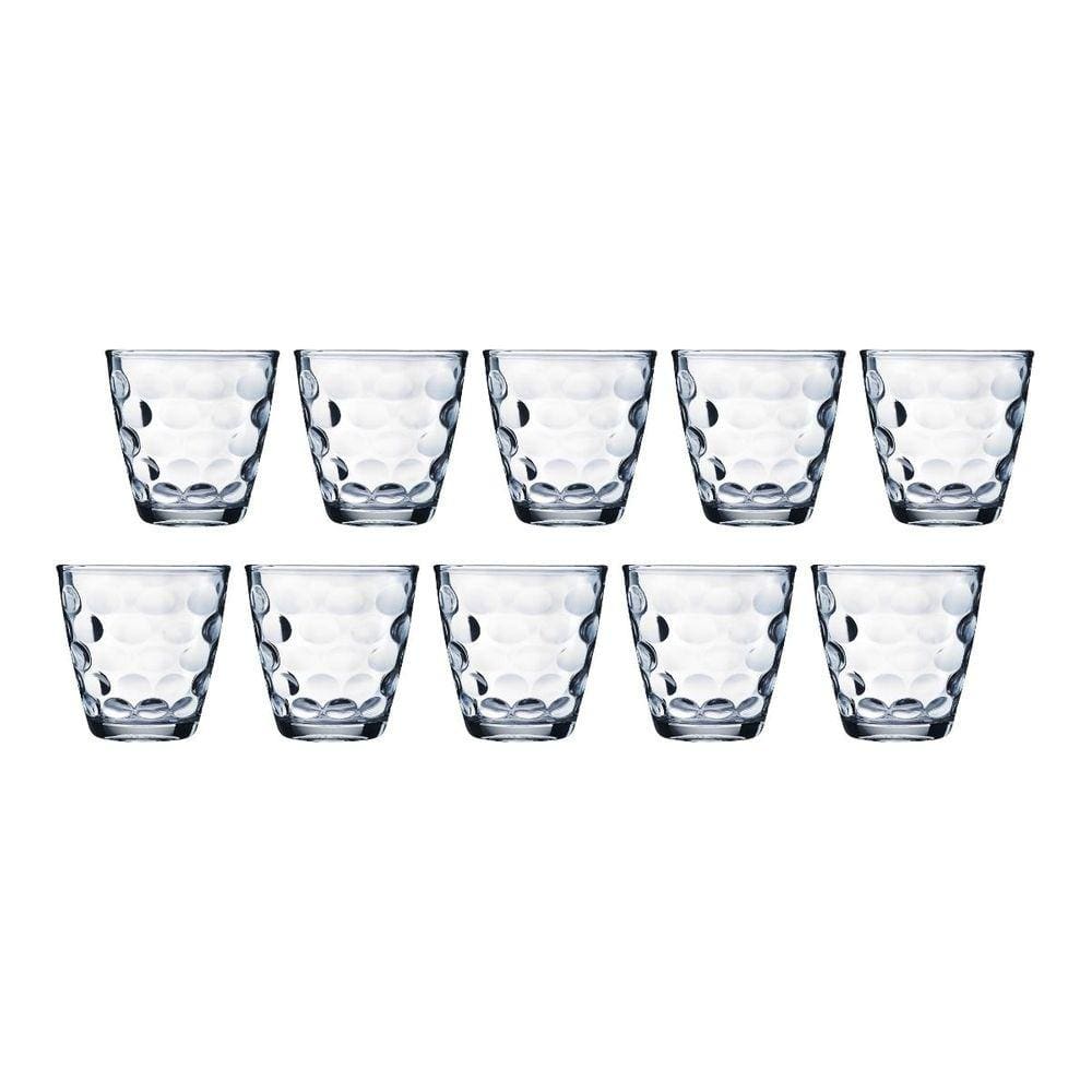 Jogo Transparente Redondo Bangkok 10 Copos 250ML Vidro Suco